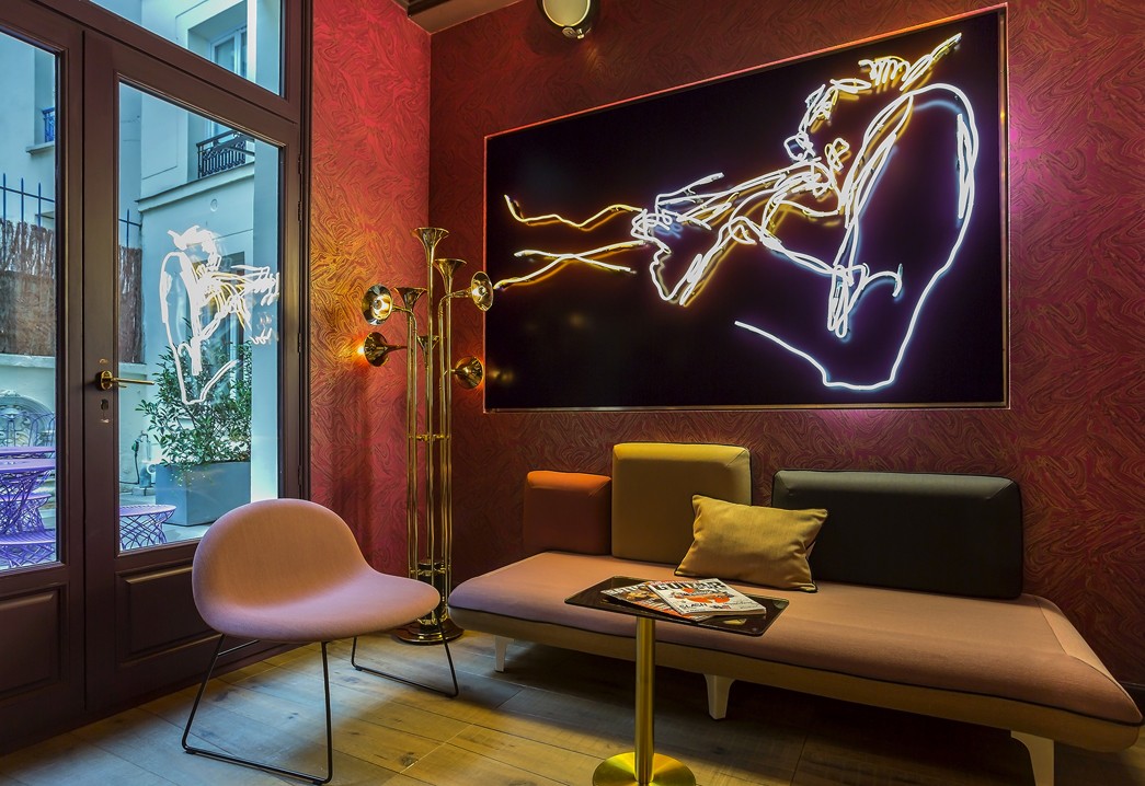 The Grooviest Hotel in Paris Features Unique Lamps From DelightFULL | If you're a true lover of Soul or Jazz Music you truly need to visit the unique, elegant and chic Idol Hotel in the beautiful Parisian streets. #parisdesign #idolhotel #parisdesigners #hoteldesign